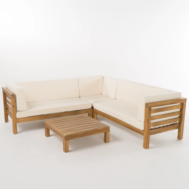 Oana Outdoor Wooden Sectional Set