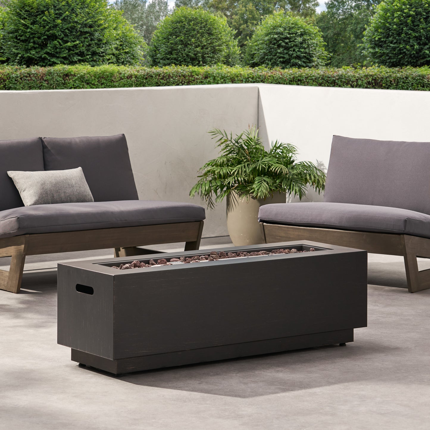 Rectangular Iron Propane Fire Pit With Tank Holder