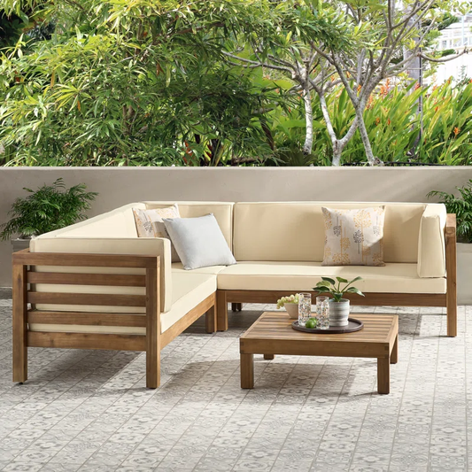 Oana Outdoor Wooden Sectional Set