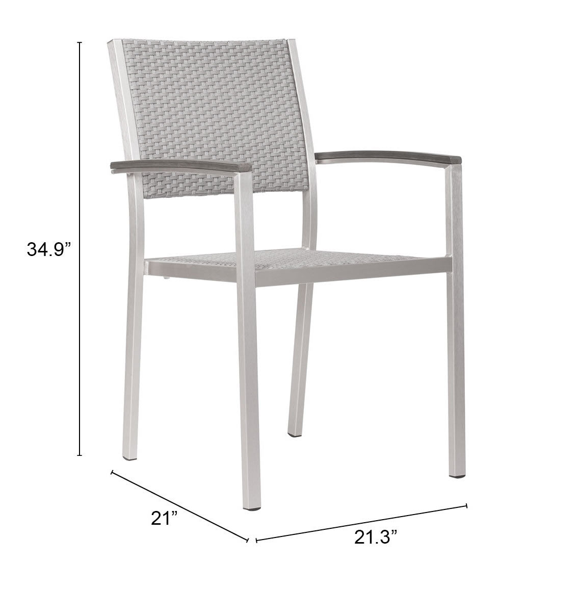 Metropolitan Dining Arm Chair Gray & Silver (Pack of 2)