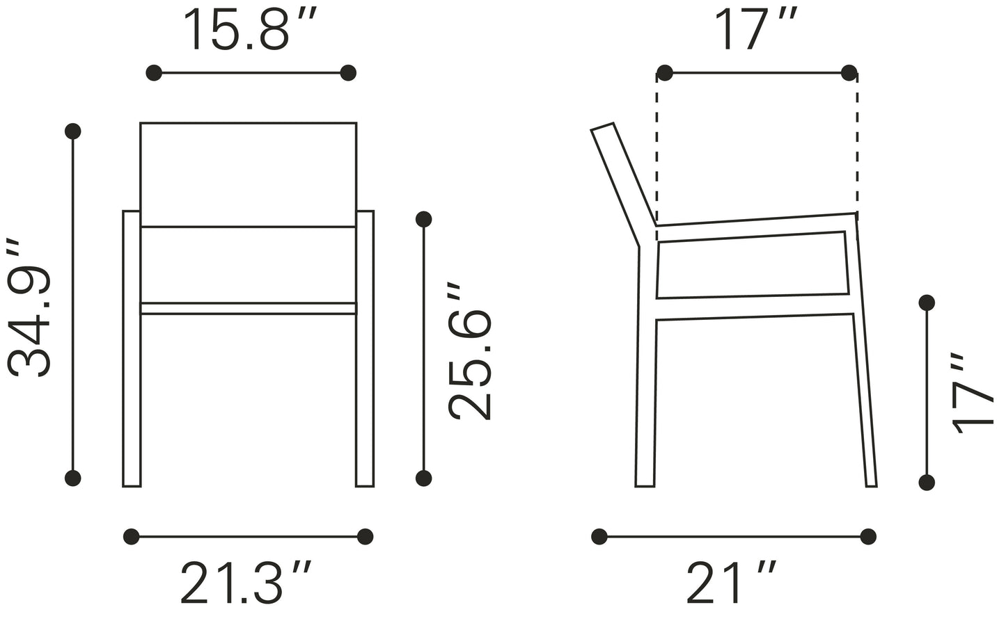 Metropolitan Dining Arm Chair Gray & Silver (Pack of 2)