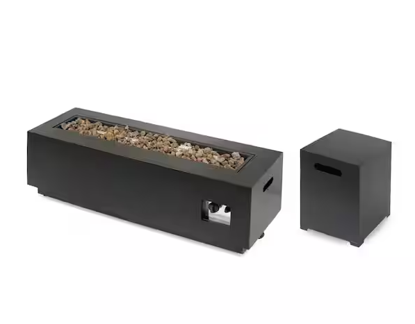 Rectangular Iron Propane Fire Pit With Tank Holder