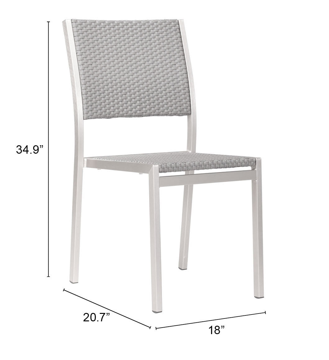 Metropolitan Armless Dining Chair Gray & Silver (Pack of 2)