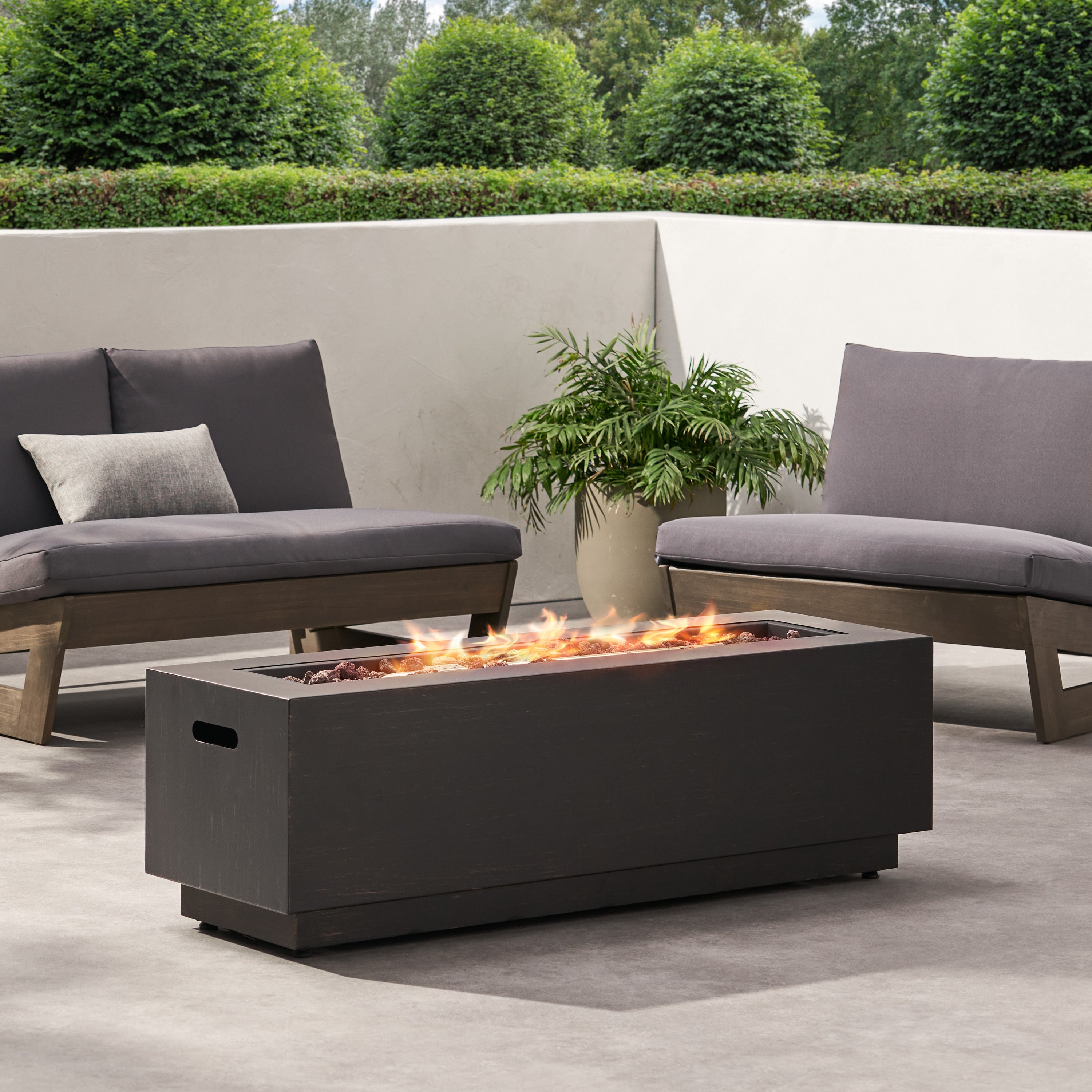 Rectangular Iron Propane Fire Pit With Tank Holder